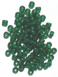 100 4x6mm Crow Beads Transparent Dark Green